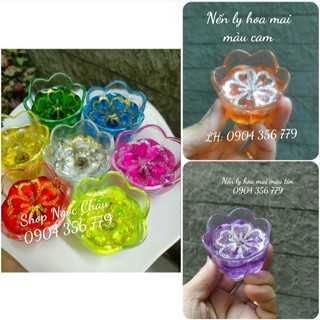 Set 12 ly nến hoa mai thắp hương, đi chùa, xếp mâm cúng, cúng dường, ....