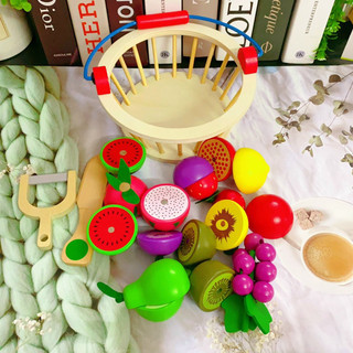 Đồ chơi cắt rau củ bằng gỗ kèm giỏ Autismshop