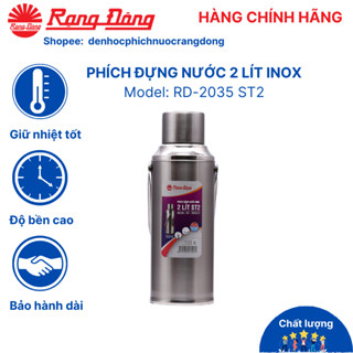  Phích nước Rạng Đông 2 lít bình thủy giữ nhiệt đựng nước nóng inox cao cấp RD2035ST2 