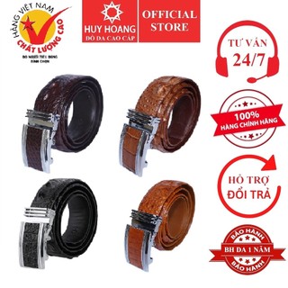 Thắt lưng nam da cá sấu nguyên con 4P màu nâu đất, nâu đỏ, đen, vàng bò HP4237-4756-4768-4806