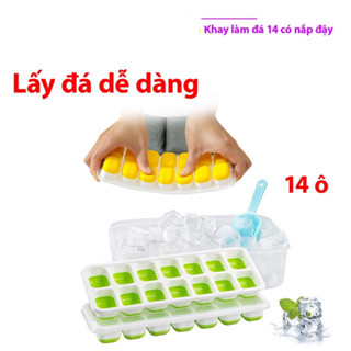 Khay Đá Silicon Có Nắp Đậy 14 Viên, Khay Đựng Đá, Làm Đá Thạch Kem Bảo Quản Chống Mùi Tuyệt Đối