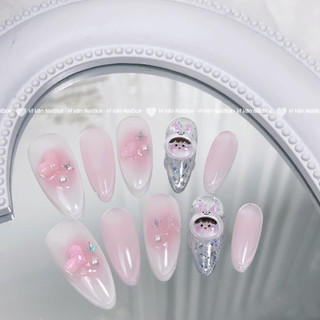 Nail box thạch hồng charm dễ thương