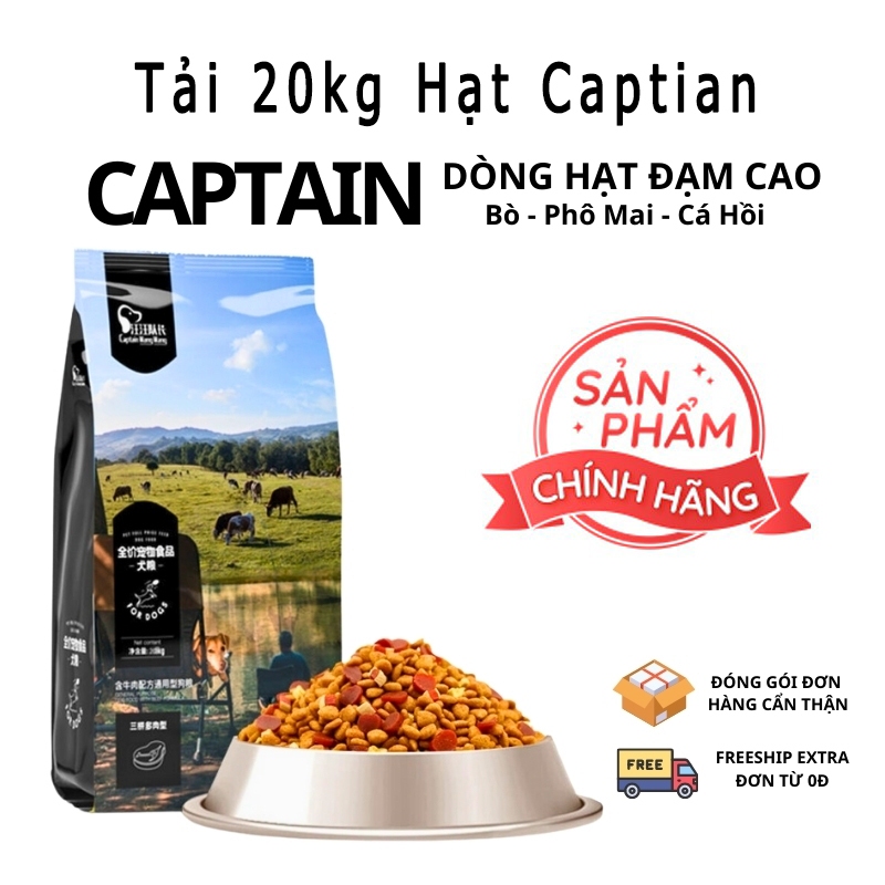  Tải 20kg Hạt Captain Mix Bò - Phomai - Cá Hồi dành cho Cún 