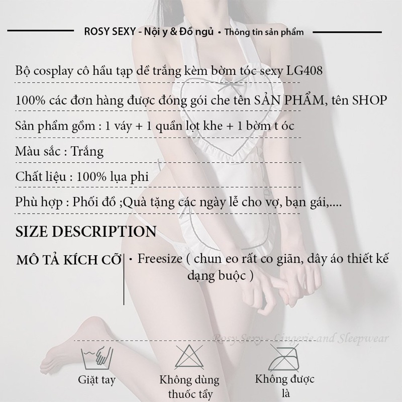 Bộ hoá trang giúp việc kèm tạp dề trắng bờm tóc LG408 | BigBuy360 - bigbuy360.vn