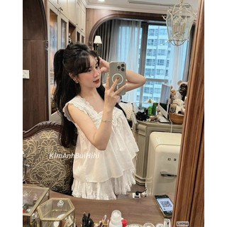 Set áo phối ren mix chân váy xinh xắn