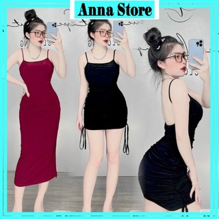 đầm body nữ thiết kế dây rút nhún 2 bên mặc được nhiều kiểu chất thun lạnh có mút ngực dày dặn M040