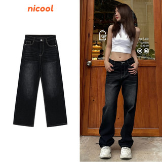 Quần Jean Nữ ống suông Black Wash Màu đen cao cấp phong cách trẻ trung Nicool N41-Q17