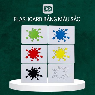  Flashcard Màu Sắc hình khối và chữ số - thẻ học thông minh 10 thẻ song ngữ Anh Việt- giấy ivory 350 chống lóa cho bé 