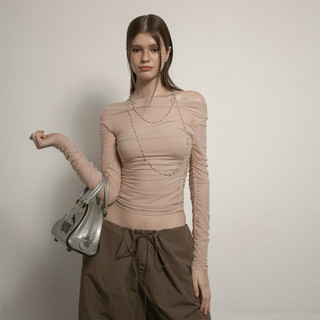 Áo lưới hồng có lót ngực mesh longslee top - thestan