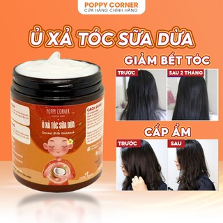 Ủ Tóc Sữa Dừa 💆🏻‍♀️ Dầu Xả Thảo Dược Thiên Nhiên , Giảm Khô, Xơ, Rối, Giúp Tóc Bóng Mượt, 500gr- Poppy Corner