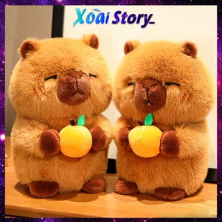 Gấu bông capybara, gấu bông capybara cute cầm trái cam size 25cm
