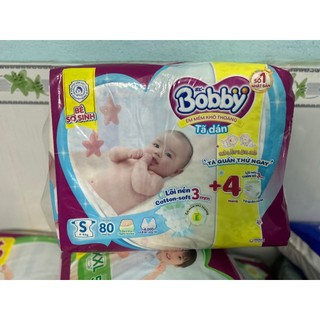 Tã dán bobby size s 80+2 miếng/ 80+4 miếng/ 54+6 miếng / 54 miếng
