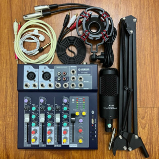 Chọn bộ hát thu âm karaoke livestream mic M148 kèm mixer yamaha F4 usb bluetooth tăng kèm tai nghe đầy đủ dây kết nối