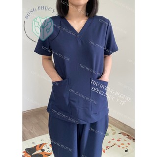 Bộ Scrubs COTTOn cổ tim màu XANH THAN, bộ Spa nữ, đồng phục Spa, phòng khám, Bác Sĩ,đồng phục phẫu thuật
