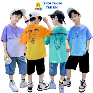 Áo phông bé trai size đại 14-42kg FAMBY áo bé trai trẻ em dáng rộng cotton thời trang cho bé