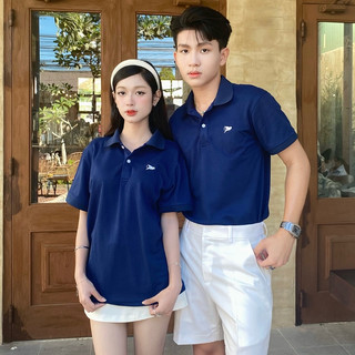 Set 2 hai áo thun POLO nam nữ màu xanh đen tay ngắn chất cotton cao cấp thanh lịch CBPB2406