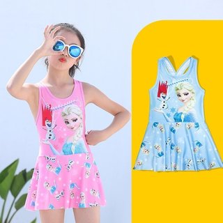 Bộ bơi liền thân cho bé gái BUBY KID FASHION G1002 họa tiết elsa dễ thương kèm mũ và quần bên trong 9-30kg