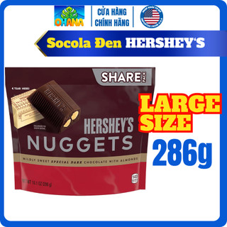  Socola đen Hershey's Nuggests Mỹ 286g - Almond Dark Chocolate - Socola Hạnh Nhân Socola ít đường ăn kiêng 