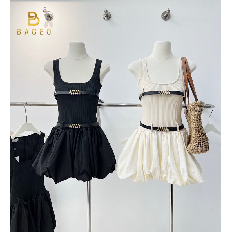 (Sẵn) Váy cổ U dáng ngắn chân bồng tkcc 𝐁𝐀𝐆𝐄𝐎 | BigBuy360 - bigbuy360.vn