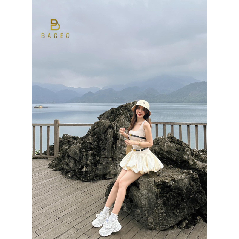 (Sẵn) Váy cổ U dáng ngắn chân bồng tkcc 𝐁𝐀𝐆𝐄𝐎 | BigBuy360 - bigbuy360.vn