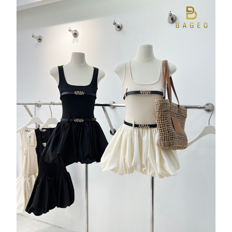 (Sẵn) Váy cổ U dáng ngắn chân bồng tkcc 𝐁𝐀𝐆𝐄𝐎 | BigBuy360 - bigbuy360.vn