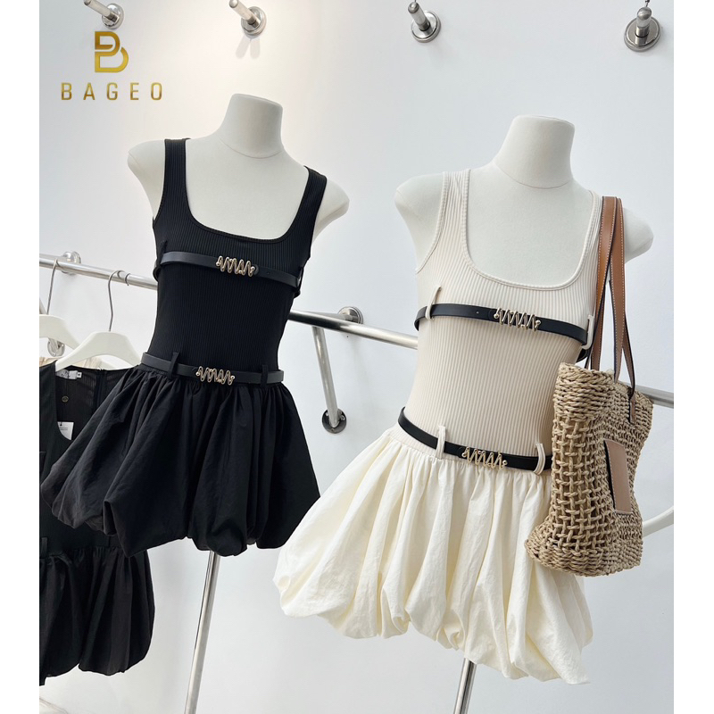 (Sẵn) Váy cổ U dáng ngắn chân bồng tkcc 𝐁𝐀𝐆𝐄𝐎 | BigBuy360 - bigbuy360.vn