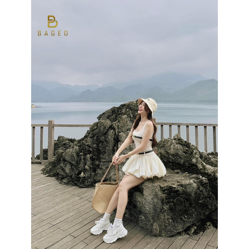 (Sẵn) Váy cổ U dáng ngắn chân bồng tkcc 𝐁𝐀𝐆𝐄𝐎 | BigBuy360 - bigbuy360.vn