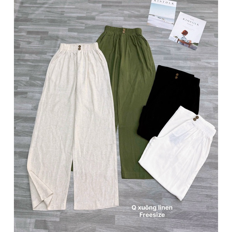 Quần suông linen lưng thun