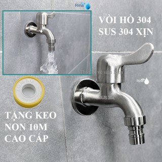 Vòi nước, vòi hồ inox SUS 304 xả nước siêu mạnh gắn dây tưới ống dẻo máy giặt Rina RN7208 tay đúc