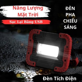 Đèn Năng Lượng Mặt Trời Đèn Tích Điện Đèn Pha Chiếu Sáng Cảnh Báo Dã Ngoại Sạc Lại Bằng USB Kháng Nước Chống Va Đập 5W