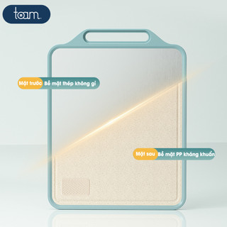 Thớt kháng khuẩn 2 mặt TOAM mặt trước inox 304, mặt sau nhựa PP, Thớt thái rau củ, thực phẩm thế hệ mới