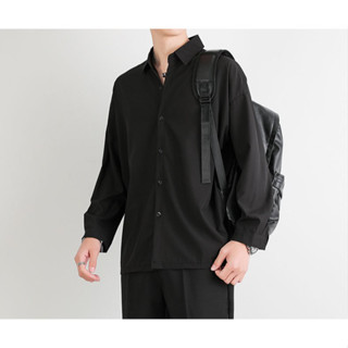 Áo sơ mi nam trơn dài tay form rộng phong cách basic dễ phối đồ SMN06 màu trắng M.RO