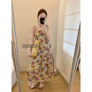 Váy hoa 2 dây bản to 2 tầng xinh xỉu Susan