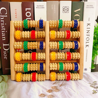 Bàn Massage Chân, lăn chân Bằng Gỗ 6 Hàng Loại Lớn Có Lót Cao Su Thư Giãn Autismshop