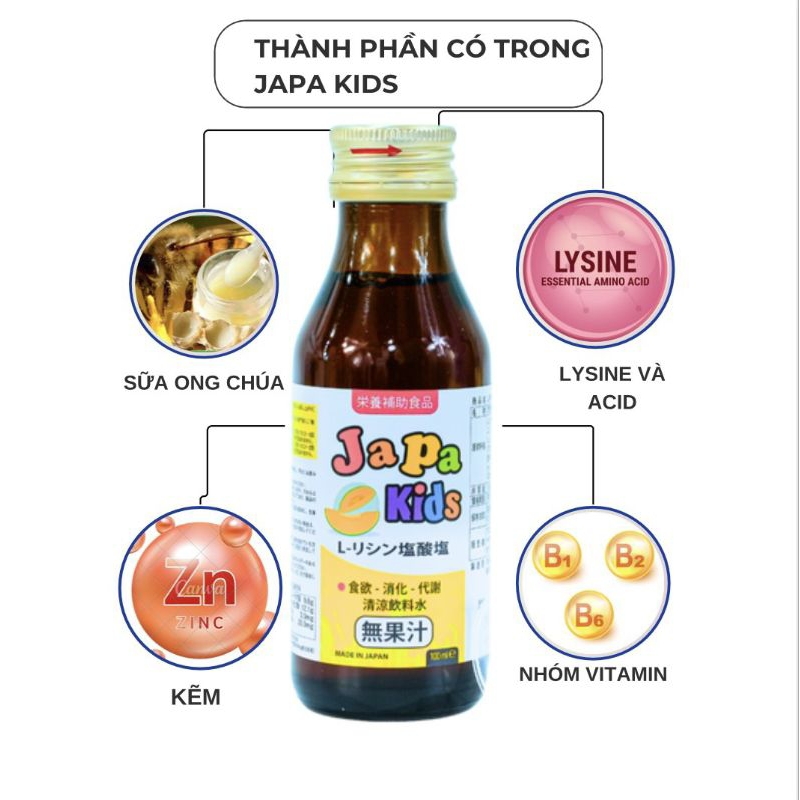 Siro Ăn Ngon Cho Bé Japa Kids Hỗ Trợ Bé Ăn ngon Tăng Cường Đề Kháng Hàng Chính Hãng