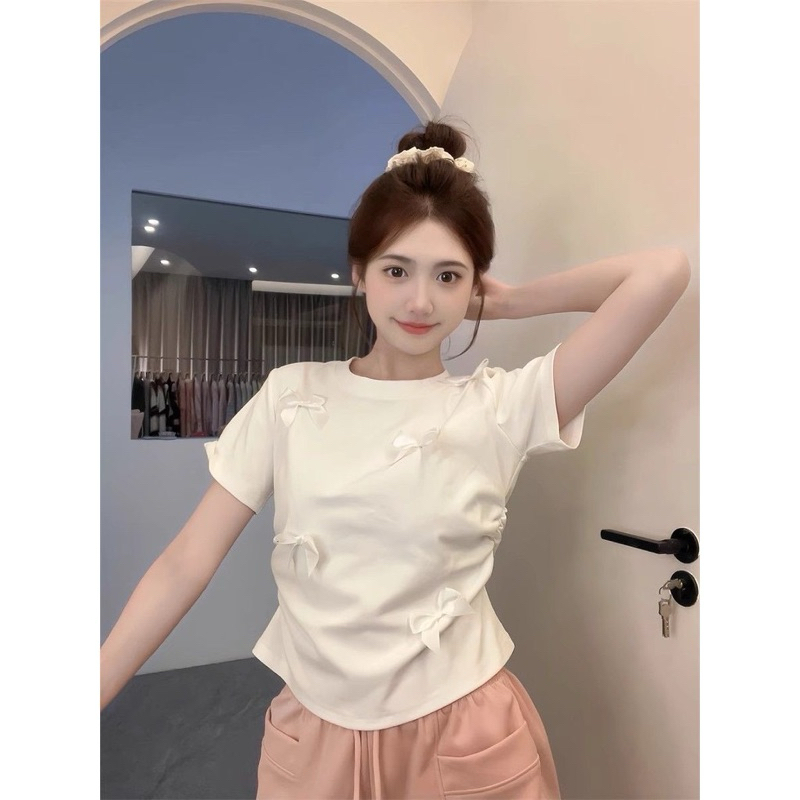 Áo Thun Babytee Gắn 5 Nơ Chất Tăm Gân Dày Chun Hông | BigBuy360 - bigbuy360.vn