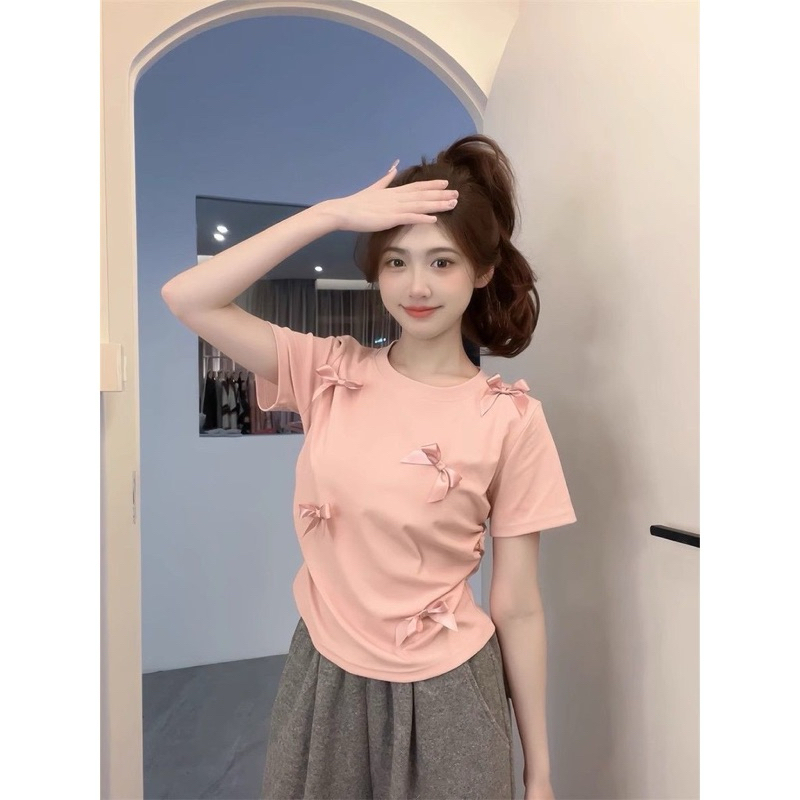 Áo Thun Babytee Gắn 5 Nơ Chất Tăm Gân Dày Chun Hông | BigBuy360 - bigbuy360.vn