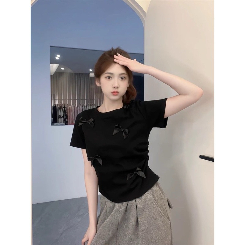 Áo Thun Babytee Gắn 5 Nơ Chất Tăm Gân Dày Chun Hông | BigBuy360 - bigbuy360.vn