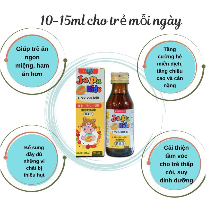 Siro Ăn Ngon Cho Bé Japa Kids Hỗ Trợ Bé Ăn ngon Tăng Cường Đề Kháng Hàng Chính Hãng