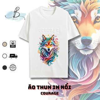 Áo Thun In Nổi COURAGE~ Local Brand BWINDY Unisex tay lỡ form rộng cổ tròn oversize cotton 100%