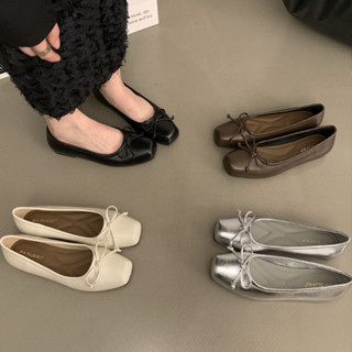 Giày bệt nơ KICHI đơn giản siêu êm chân giày búp bê đế bệt kiểu dáng bale nơ xinh mũi vuông đi học đi làm