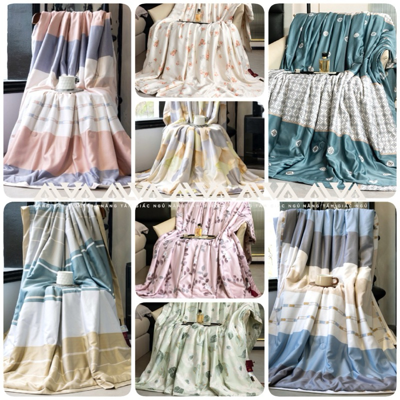CHĂN HÈ TENCEL Nicolas in Hoa, mền lụa TENCEL Alva Sang Trọng, mềm mại, kích thước 200x230 (2kg)
