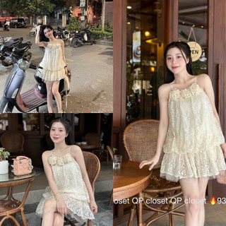 Váy yếm ren đính hoa QP