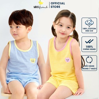 Đồ bộ ba lỗ quần áo thun cotton mịn mặc nhà mùa hè cho bé gái và bé trai Unifriend Hàn Quốc U2024-8