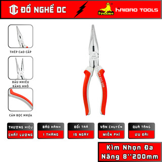 Kìm Nhọn Đa Năng, Kìm Mỏ Nhọn, Mỏ Cắt 8''200mm HB-318E HAIBAO TOOLS Thép cao cấp dùng để kẹp, giữ và xoắn dây điện...