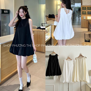  Váy sát nách/ ba lỗ dây buộc sau dáng quả bí 3 màu trơn basic cute