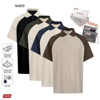  Áo Thun Polo Nam Nato Darus Màu Trơn Thanh Lịch Tay Raplan Vải Cotton Cá Sấu Interlock Cao Cấp 