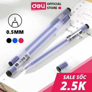 Combo Bút Mực Gel Bi Nước Văn Phòng 3 Màu Đen Xanh Đỏ Deli Ngòi 0.5mm Dành Cho Văn Phòng Sinh viên Học Sinh