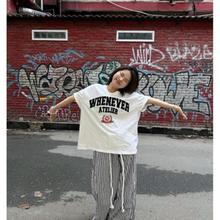 ÁO THUN NAM NỮ WHENEVER ATELIER BẢN HOẠ TIẾT LỚN PHỐI MÀU ĐA DẠNG