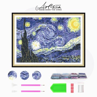  Bộ Tranh Gắn Đá Van Gogh Bầu Trời Đầy Sao DIY Kim Cương Khảm Đá Trang Trí Nhà Tranh